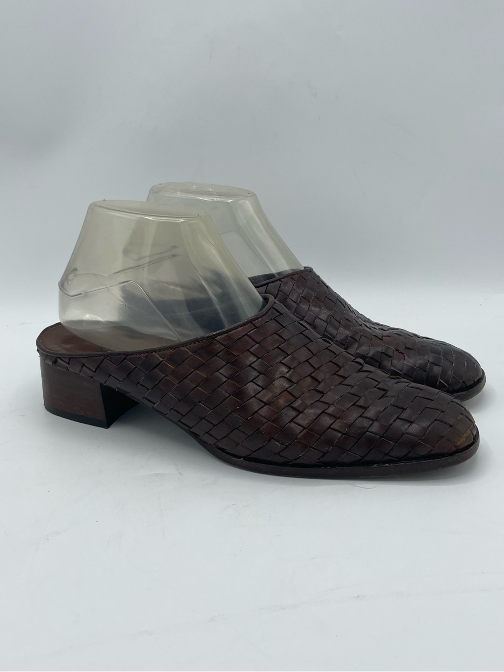 Sesto Meucci Woven Leather Slip-On Mule in Dark Brown